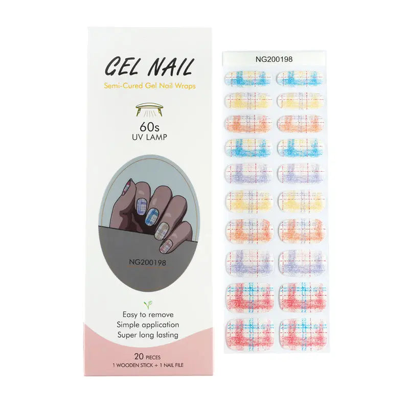 Custom Nail Stickers For Gel Nails Bulk Gingham Sparkles Nails  - Huizi HUIZI