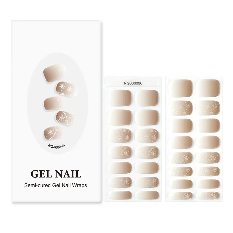 Private label Gel Nail Strip Brands Custom nail designs snowflake-HUIZI Nail Strip Manufacturer HUIZI
