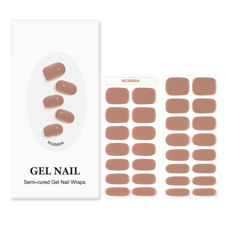 OEM Gel Nail Strips ODM Gel Nail Wraps, Glossy Brown Nail wraps _ HUIZI Nail Sticker Manufacturer HUIZI