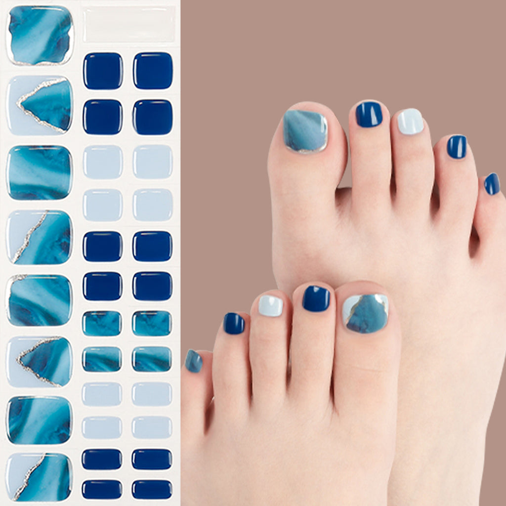 Huizi nail wraps manufacturer 32 strips toe gel nail wraps covers nail art gel toenails strips, solid color nails gel toenails strips, glitter powder gel toenails strips for custom nail wraps wholesale