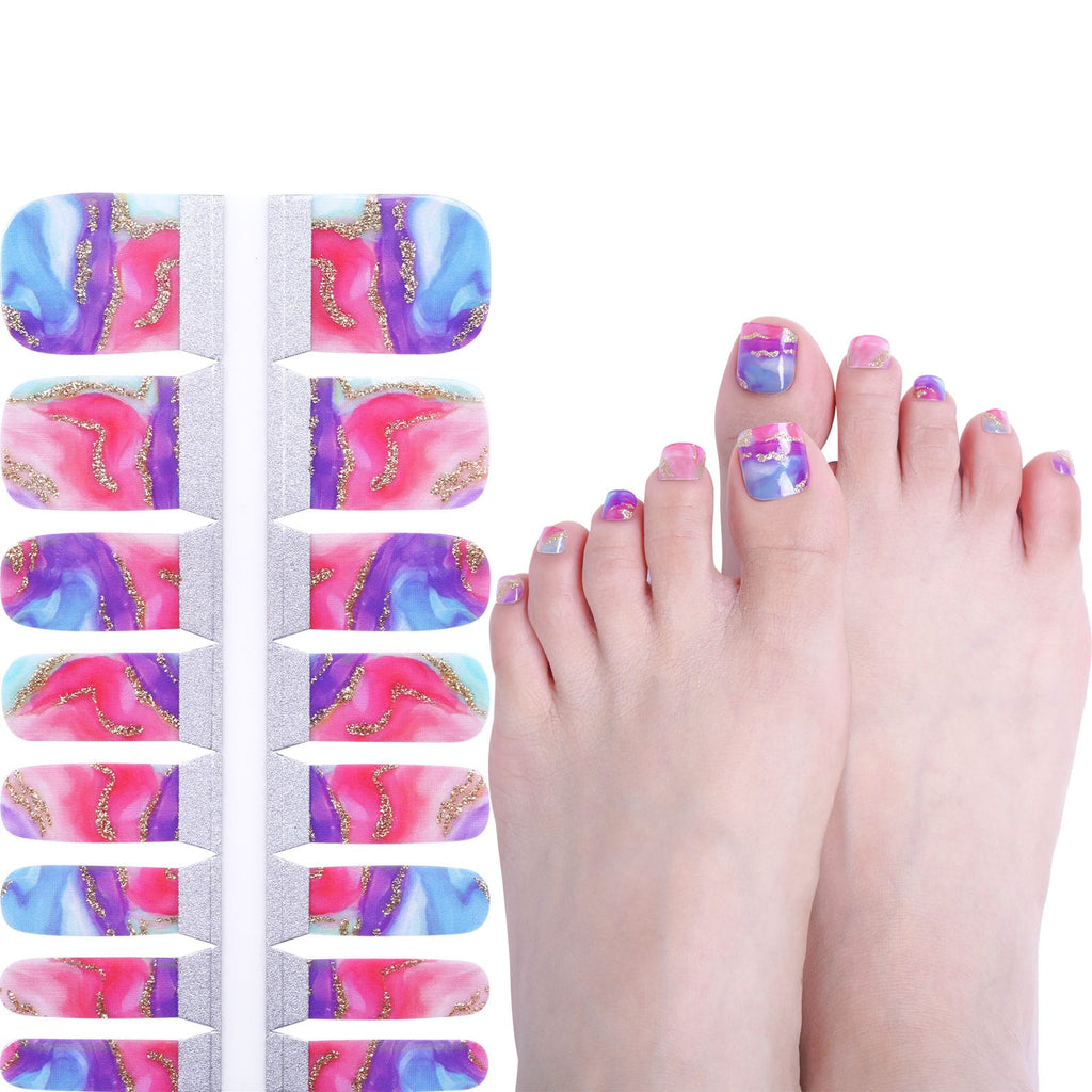 Huizi nail wraps manufacturer 16 strips toe nail polish strips covers nail art design toe nail strips for custom nail strips wholesale nail strips