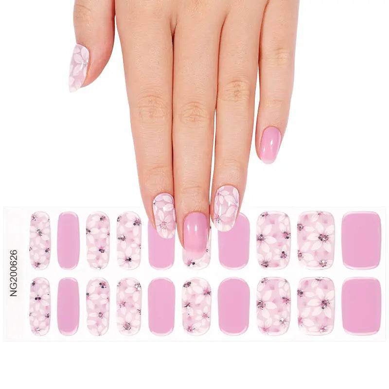 2025 Hot Selling Korea Semi Cured Gel Nail Strip Long Last Healthy Uv Light Gel Nail Wraps HUIZI