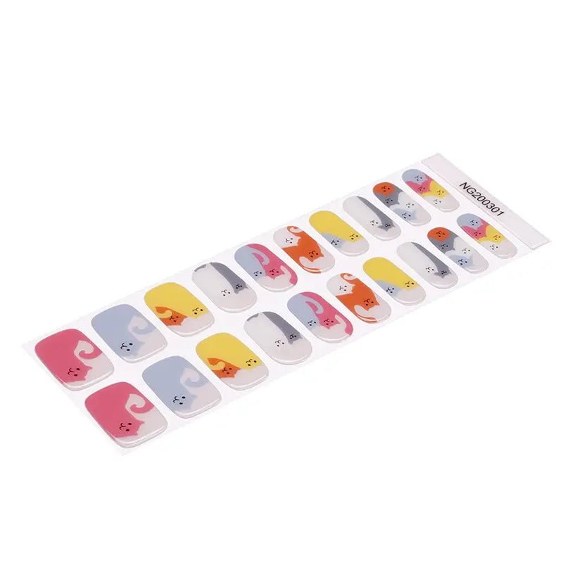 Adorable Cat Nail Wraps Wholesale Gel Nail Stickers Custom - Huizi HUIZI