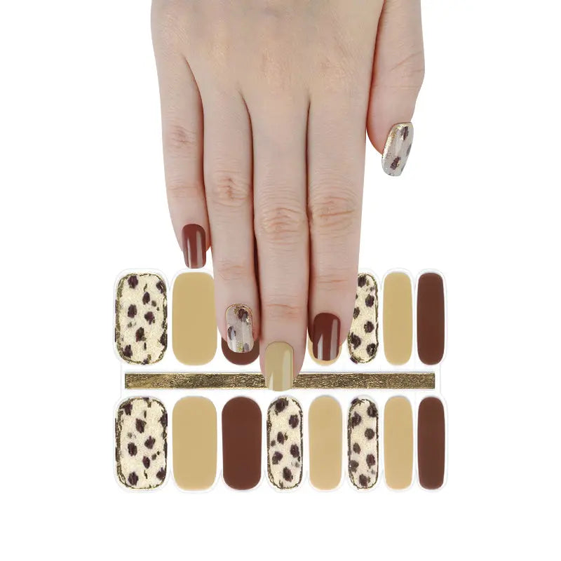 BUlk Order Leopard print Semi-cured Gel Nail Strips Custom Nail Designs HUIZI