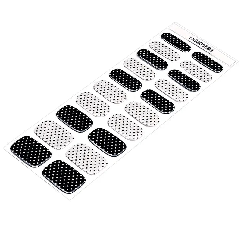 Black Polka Dot Semi-Cured Nail Wraps Private Label OEM Wholesale HUIZI
