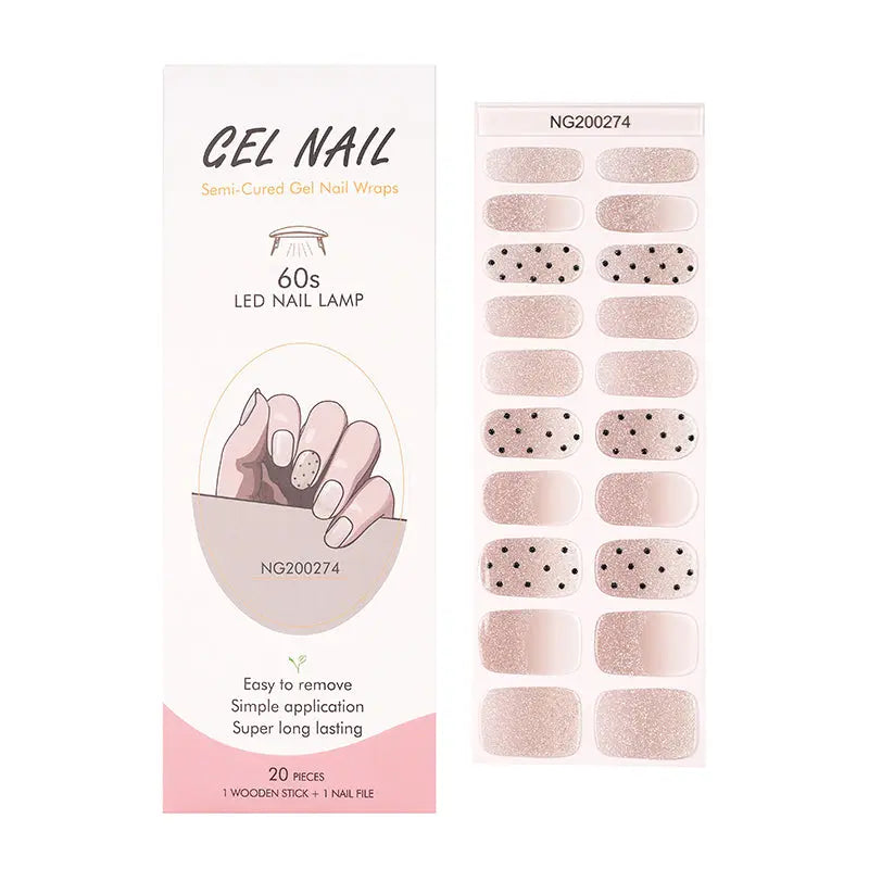 Bulk Order Best Gel Nail Wraps Custom Polka Dot Semi Cured Gel Nail Strips - Huizi HUIZI