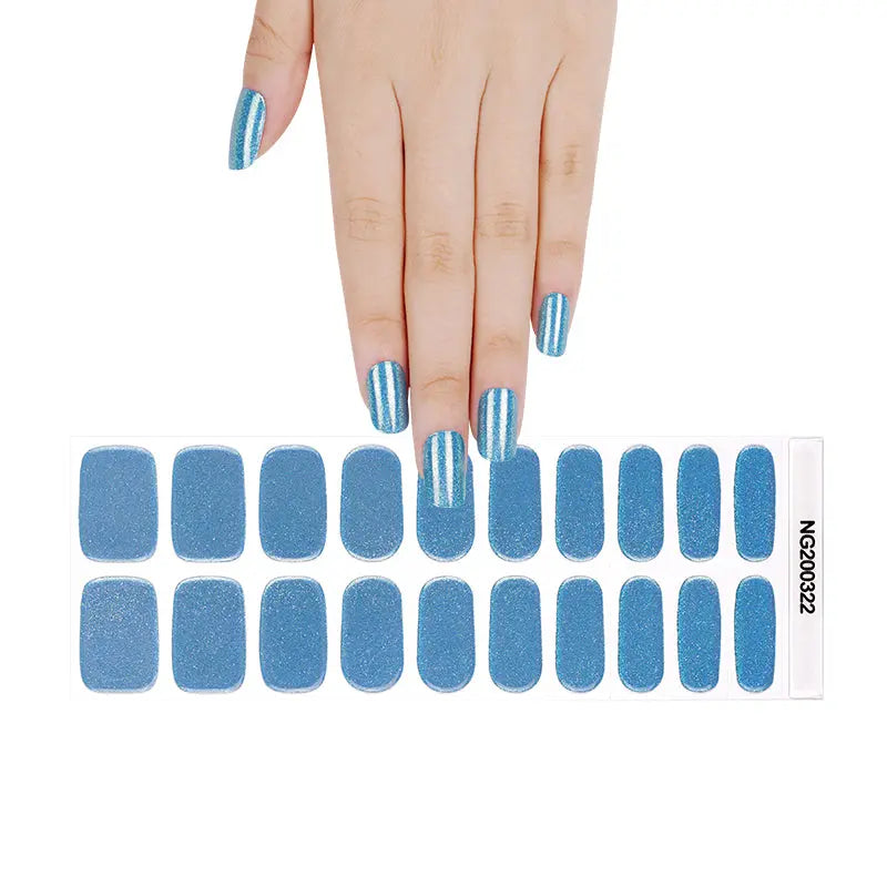Bulk Order Blue Gel Nail Wraps Laser Glitter Whoelsale Gel Nail Stickers - Huizi HUIZI