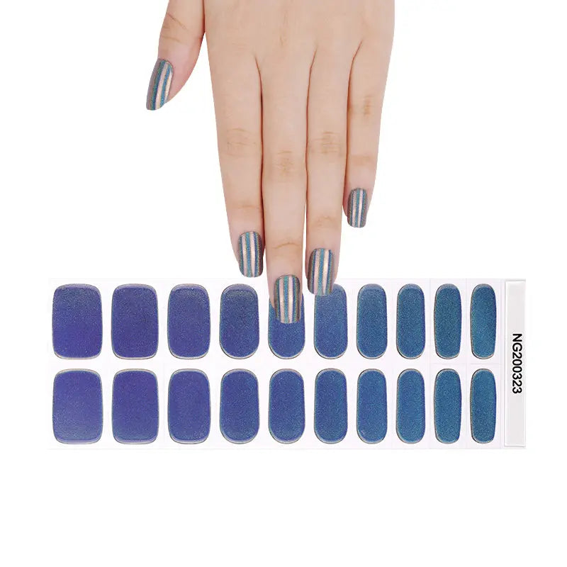 Bulk Order Blue Ombre Gel Nail Wraps Laser Glitter Whoelsale Gel Nail Stickers - Huizi HUIZI