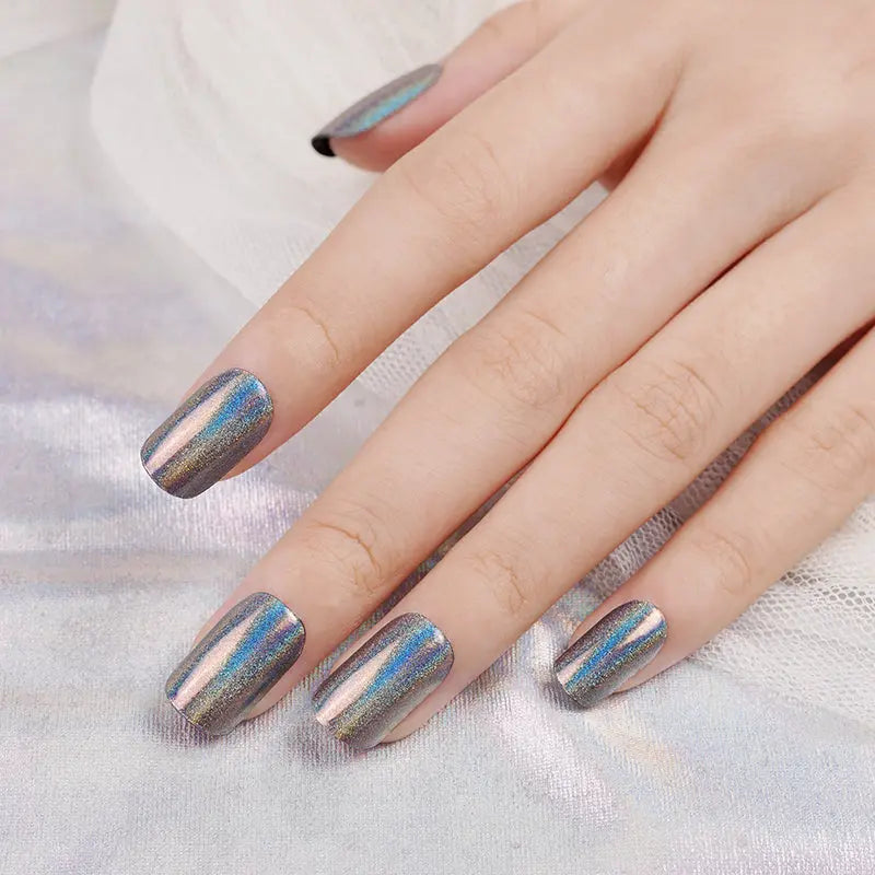 Bulk Order Blue Ombre Gel Nail Wraps Laser Glitter Whoelsale Gel Nail Stickers - Huizi HUIZI