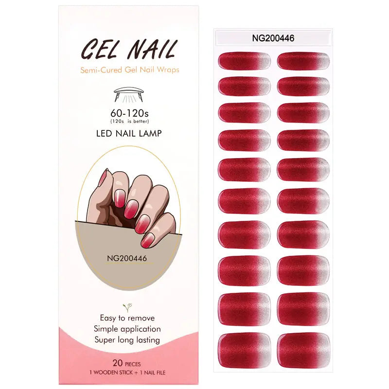 Bulk Red Glitter Gel Nail Strips OEM Nail Stickers HUIZI