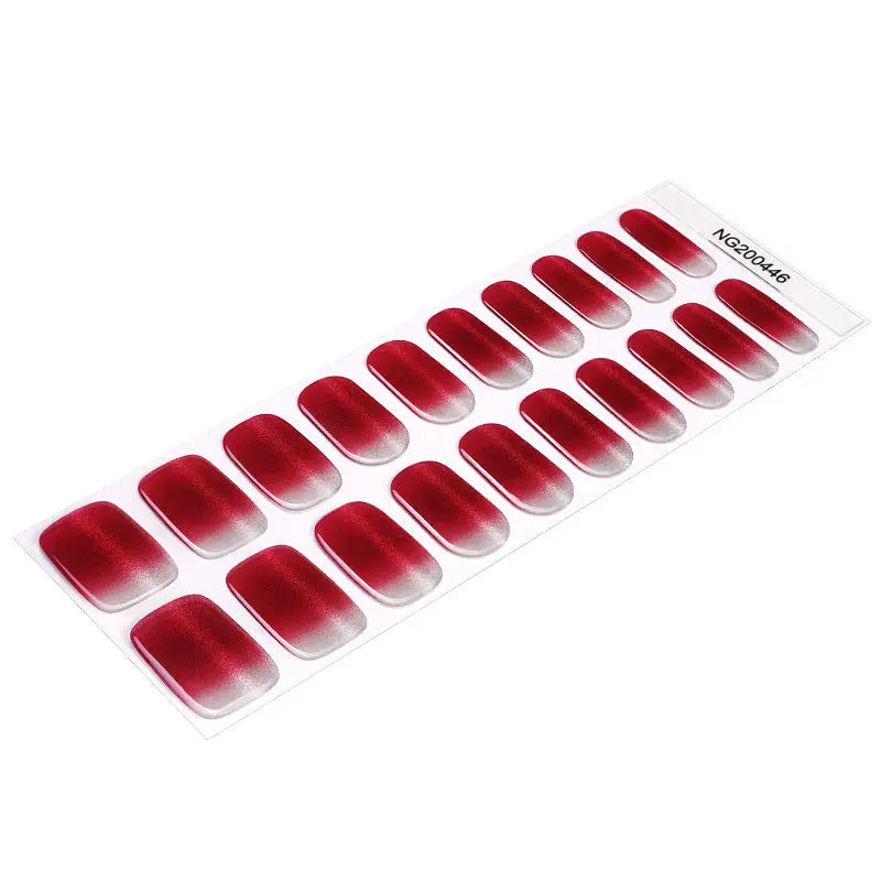 Bulk Red Glitter Gel Nail Strips OEM Nail Stickers HUIZI