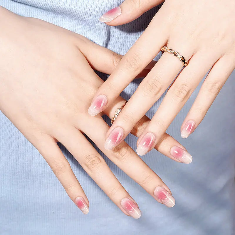 Bandes de gel semi-polymérisées roses ombrées, motif œil de chat personnalisé (OEM)