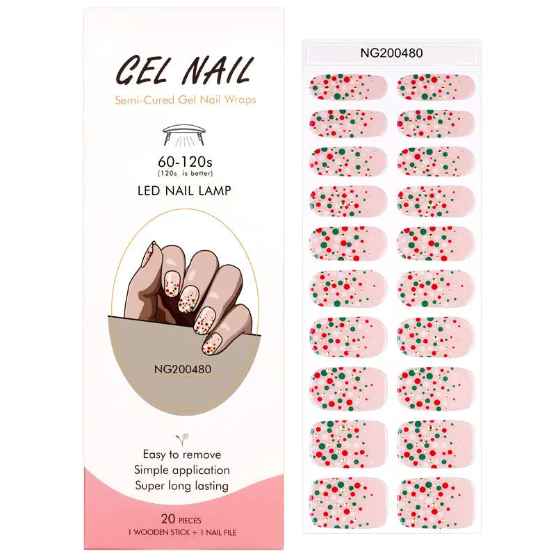 Custom Color-wave-dot Nail Design Wholesale Christmas Semi Cured Gel Nail Strips HUIZI