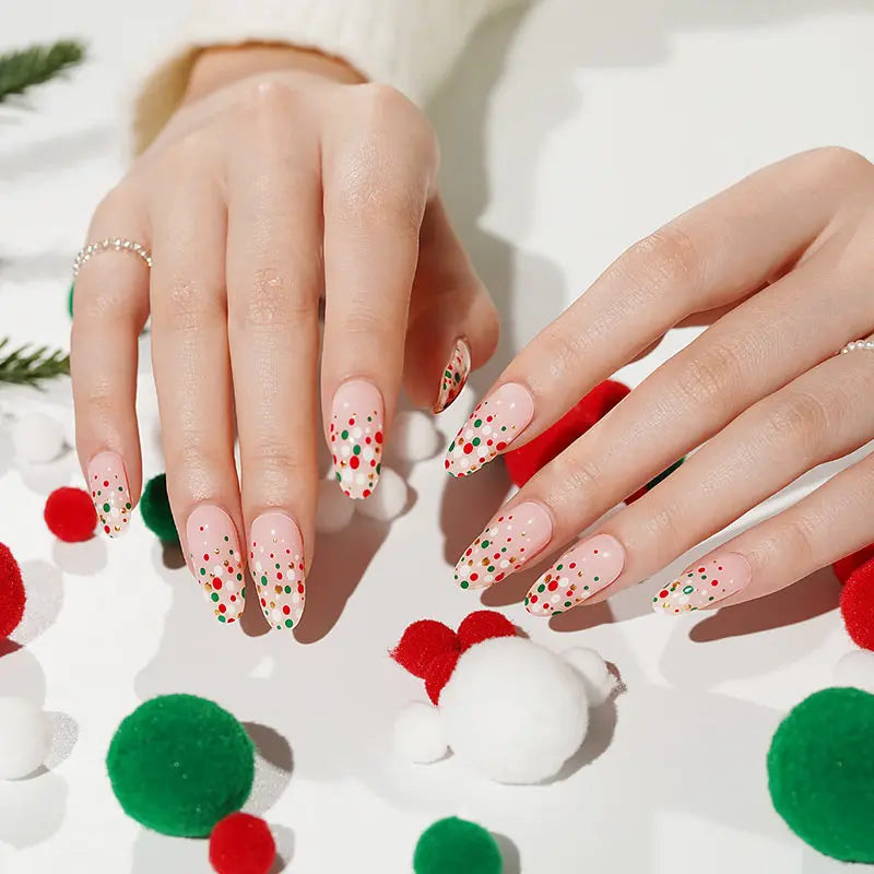 Custom Color-wave-dot Nail Design Wholesale Christmas Semi Cured Gel Nail Strips HUIZI