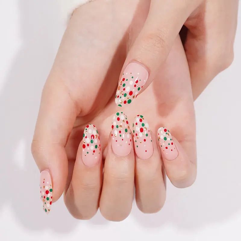 Custom Color-wave-dot Nail Design Wholesale Christmas Semi Cured Gel Nail Strips HUIZI