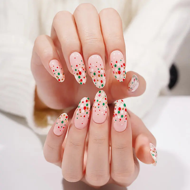 Custom Color-wave-dot Nail Design Wholesale Christmas Semi Cured Gel Nail Strips HUIZI