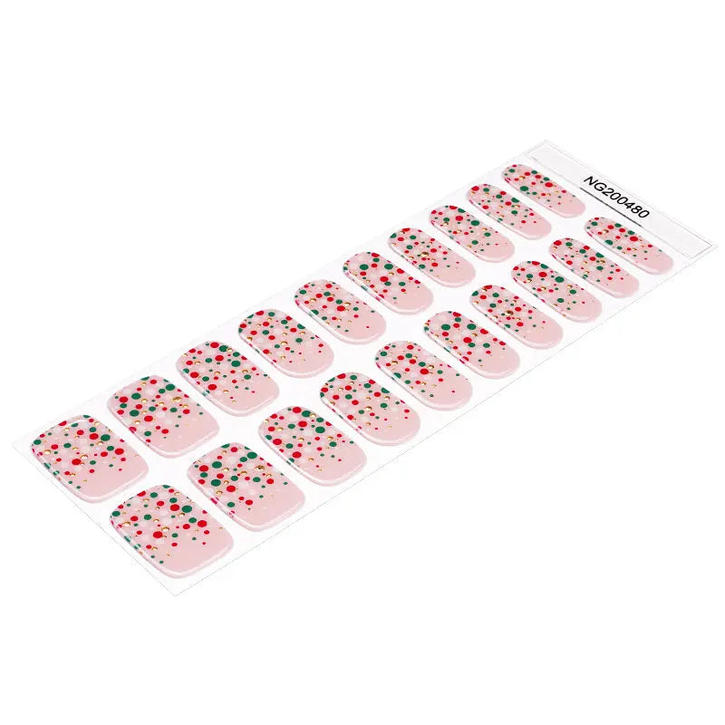 Custom Color-wave-dot Nail Design Wholesale Christmas Semi Cured Gel Nail Strips HUIZI