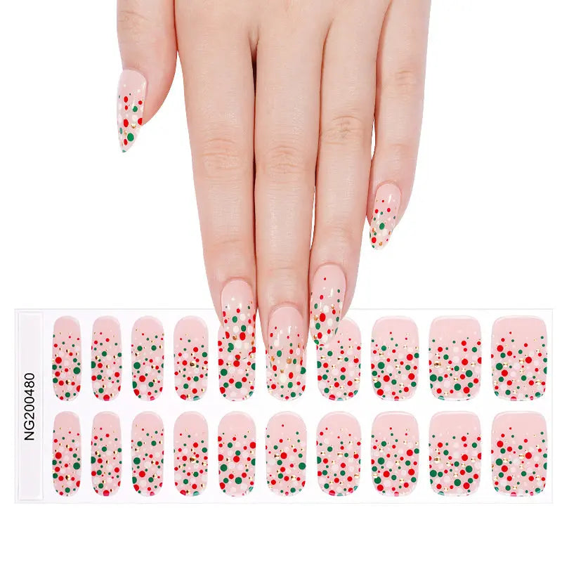 Custom Color-wave-dot Nail Design Wholesale Christmas Semi Cured Gel Nail Strips HUIZI