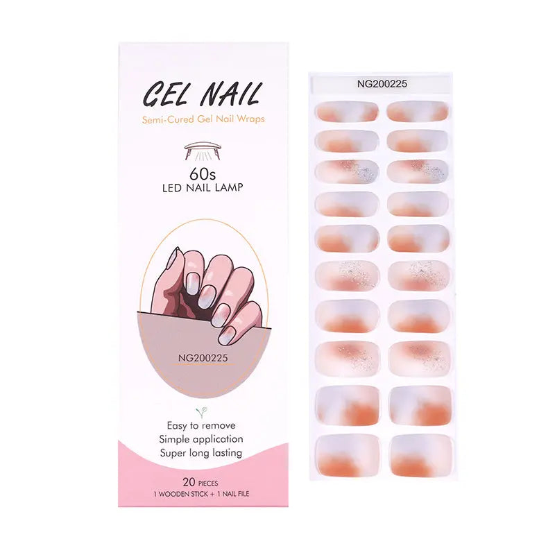 Custom Gel Nail Art Stickers Wholesale Powder Blue Gradient Manicure - Huizi HUIZI