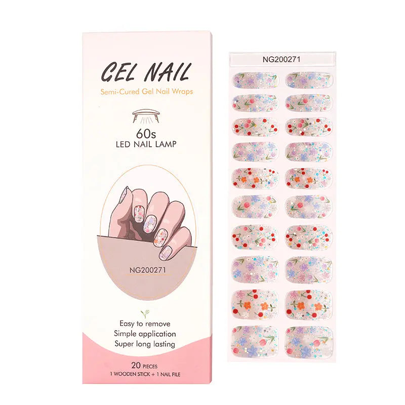 Custom Gel Nail Stickers With Uv Light Wholesale Confetti Gel Nail Wraps Flower - Huizi HUIZI