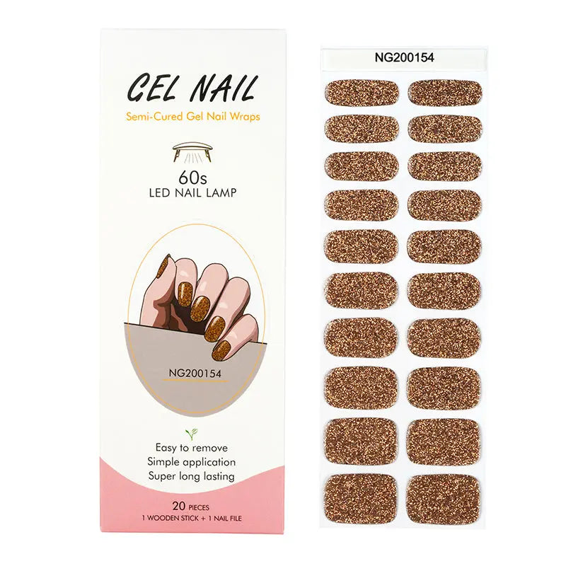 Custom Gel Nail Wraps Offer Endless Design Wholesale Brown Glitter Nails - Huizi HUIZI