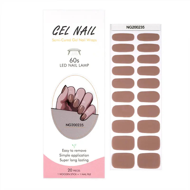 Custom Gel Nails With Stickers Wholesale Brown Nail Art - Huizi HUIZI
