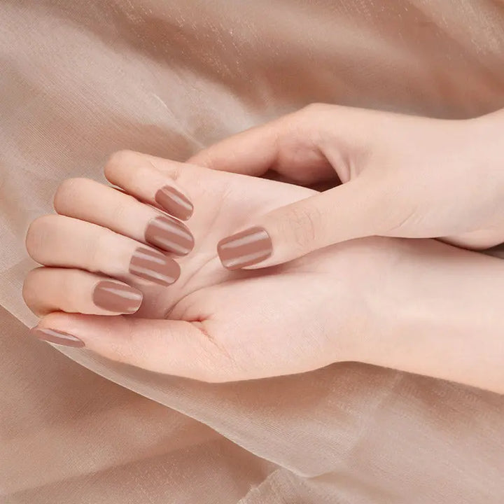 Custom Gel Nails With Stickers Wholesale Brown Nail Art - Huizi