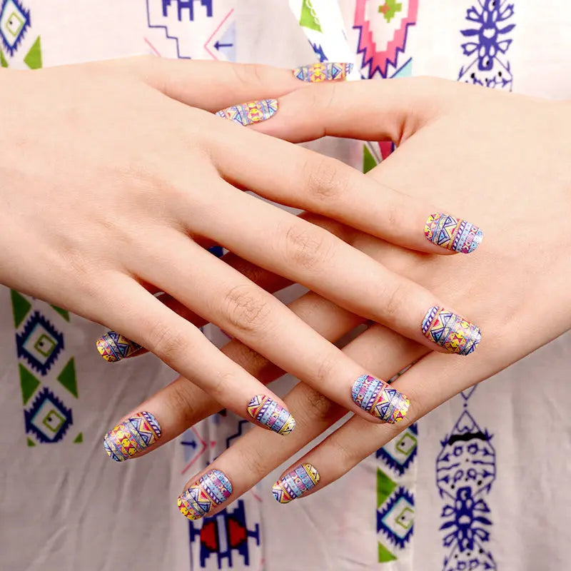 Custom Gel Press On Nails Knit Embossed Nail Wraps - Huizi HUIZI