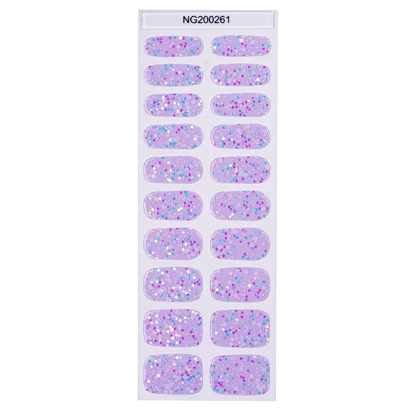 Custom Glow-in-the-Dark Gel Nail Wraps Available for Wholesale Purple Confrtti Nails - HUIZI Manufacturer HUIZI