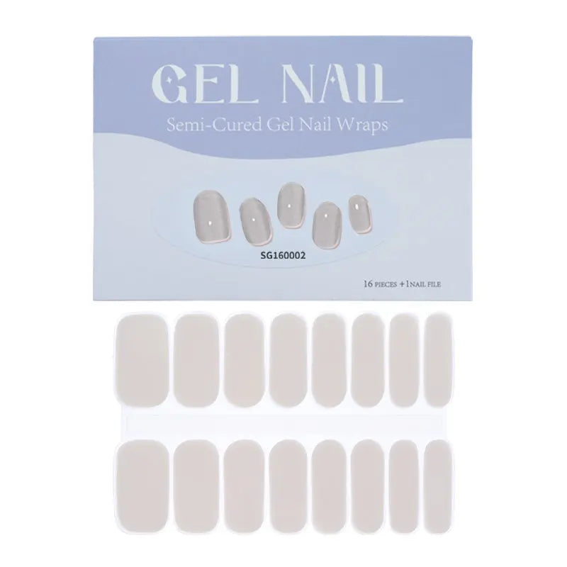 Custom Gray Semi Cured Gel Nail Strips Solid Wholesale - Huizi HUIZI