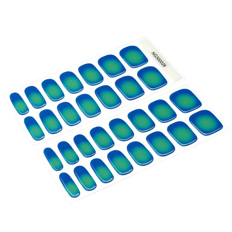 Custom Green Ombre Gel Nail Strips OEM Semi-cured Gel Stickers HUIZI