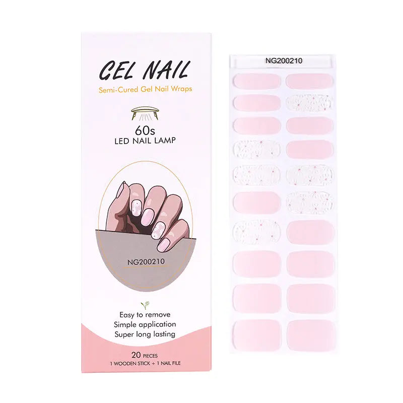 Custom Korean Gel Nail Stickers Wholesale Pink White Flower Nails - Huizi HUIZI