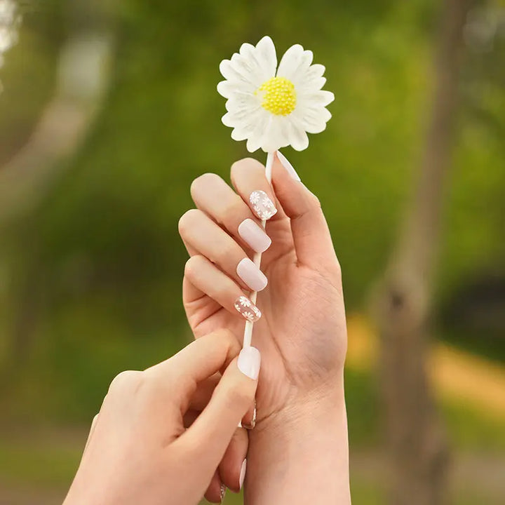 Custom Korean Gel Nail Stickers Wholesale Pink White Flower Nails - Hu