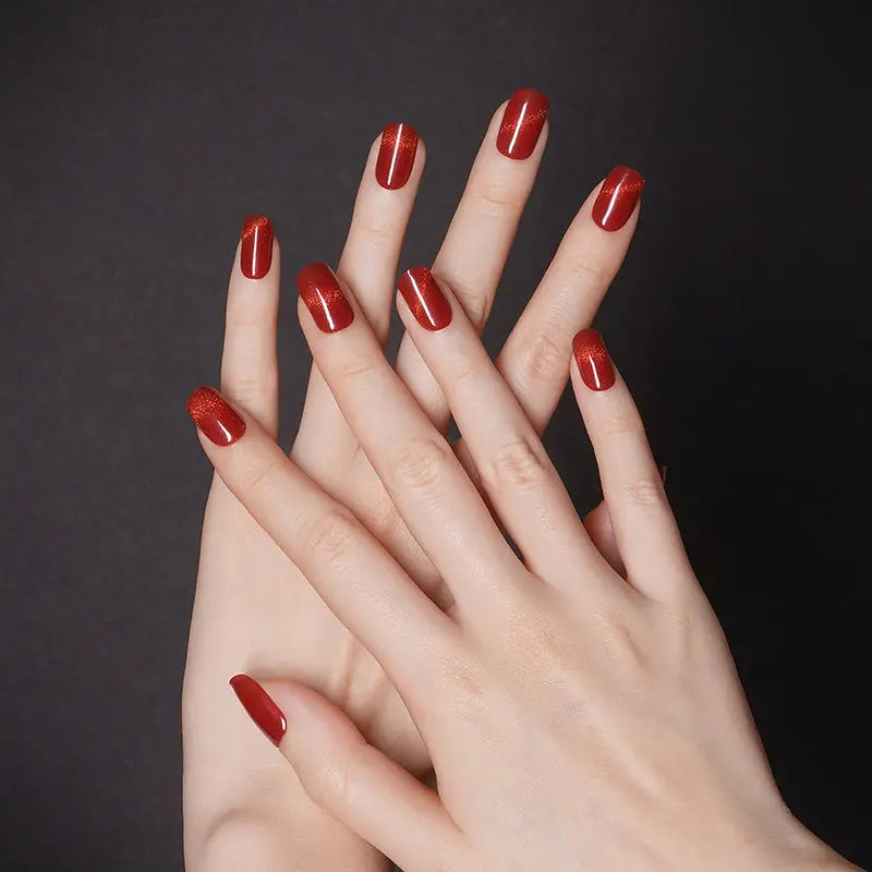 Custom Nail Decals For Gel Nails Trade Red Cat Eye Manicure - Huizi HUIZI