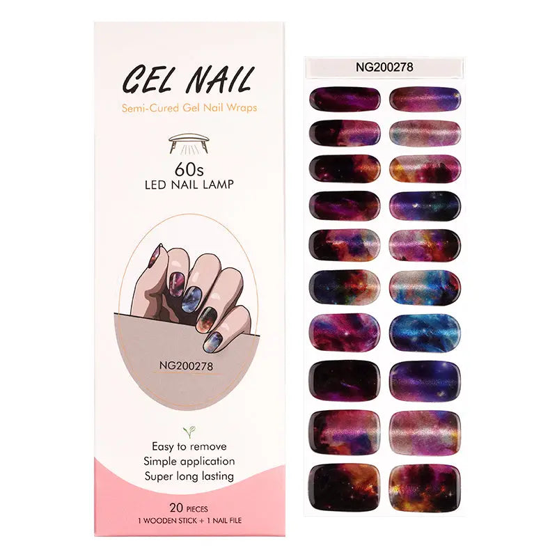 Custom Nail Stickers Semi-Transparent Cat-Eye Nailsviolet Nebula Dreams Nail Art Wraps - Huizi HUIZI