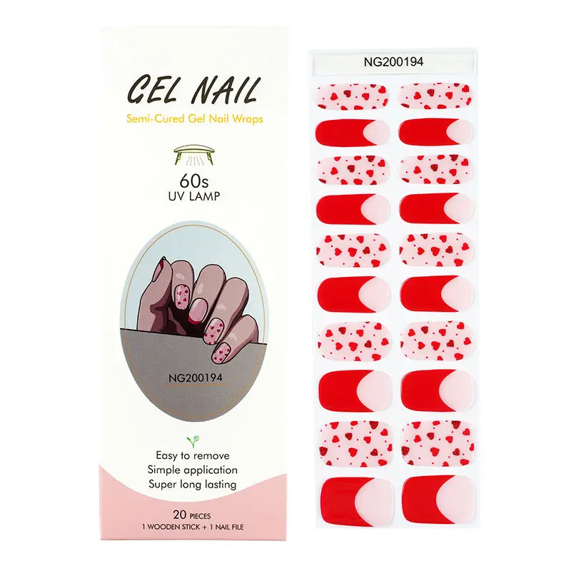 Custom Nail Stickers With Gel Polish Wholesale Heart-To-Heart Style French Nails - Huizi HUIZI