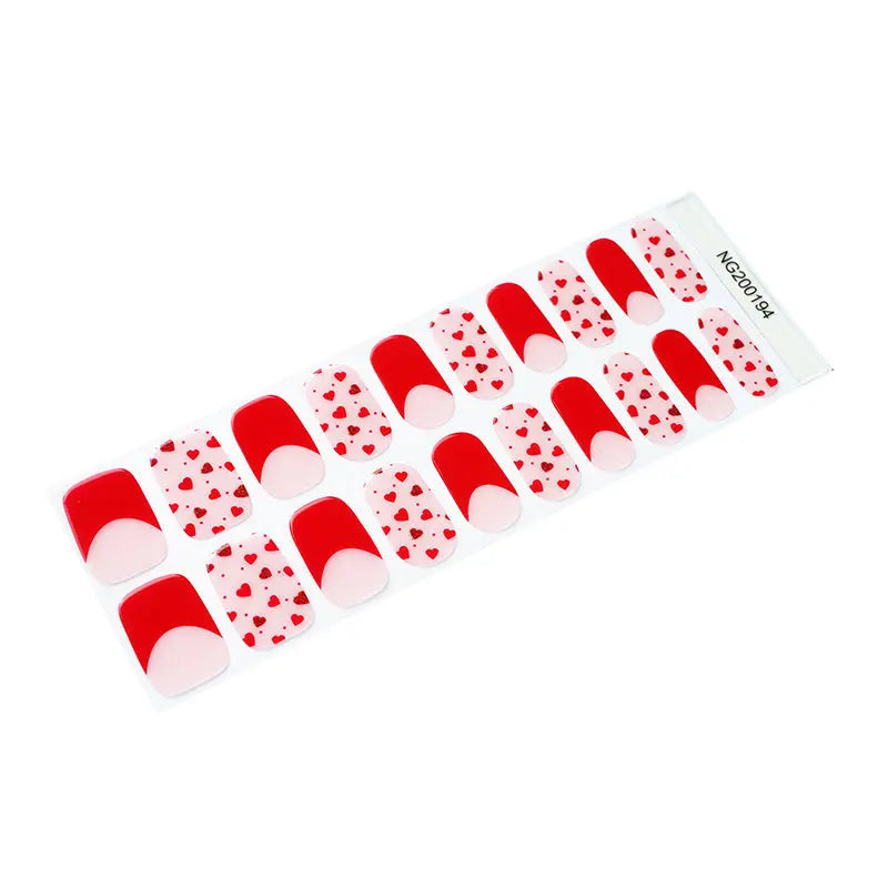Custom Nail Stickers With Gel Polish Wholesale Heart-To-Heart Style French Nails - Huizi HUIZI