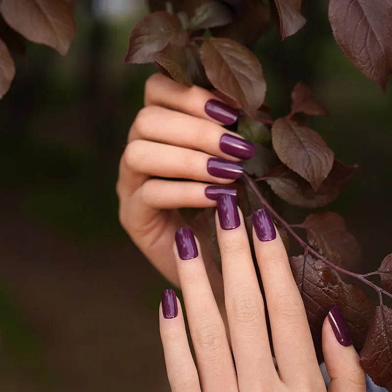 deladola Fashion Coffin Fake Nails Purple Glossy India | Ubuy