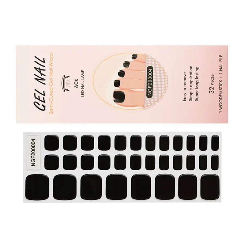 Custom Nail Wraps Wholesale Gel Toe Nail Wraps, Solid, Black HUIZI