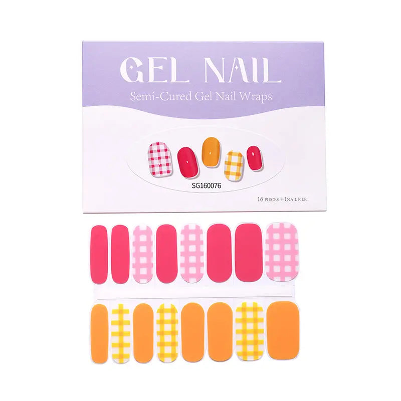 Custom Plaid nail art Wholesale Gel Nail Stickers HUIZI