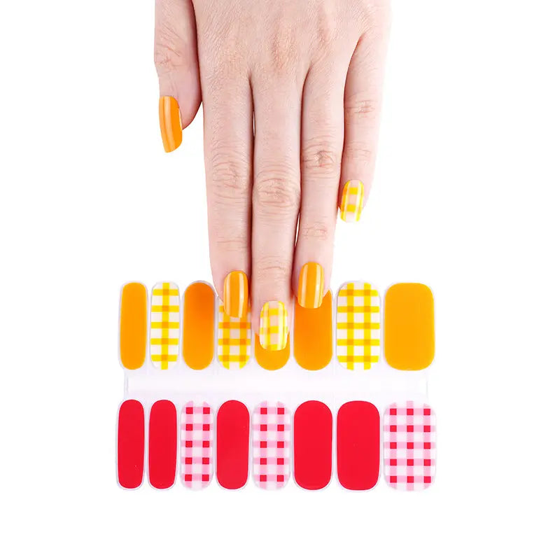 Custom Plaid nail art Wholesale Gel Nail Stickers HUIZI