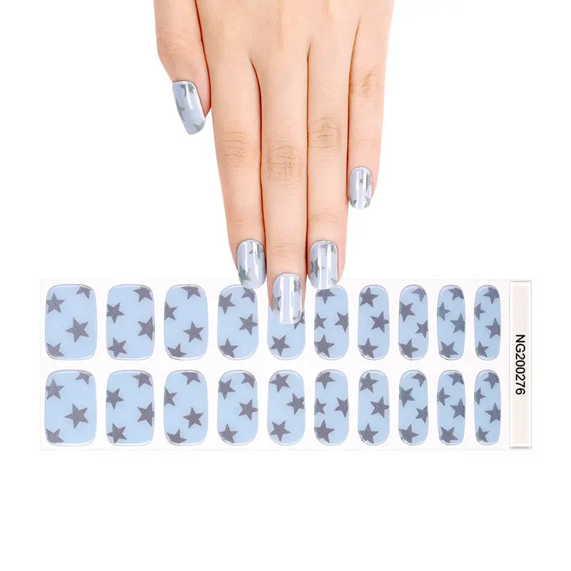Custom Press On Nails Astral Blue Sparkle Nail Adhesives - Huizi HUIZI
