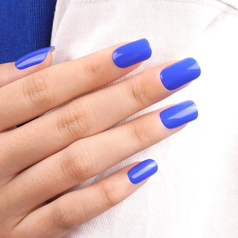 Custom Press On Nails Solid Color Nails klein Blue Nail Embellishments - Huizi HUIZI