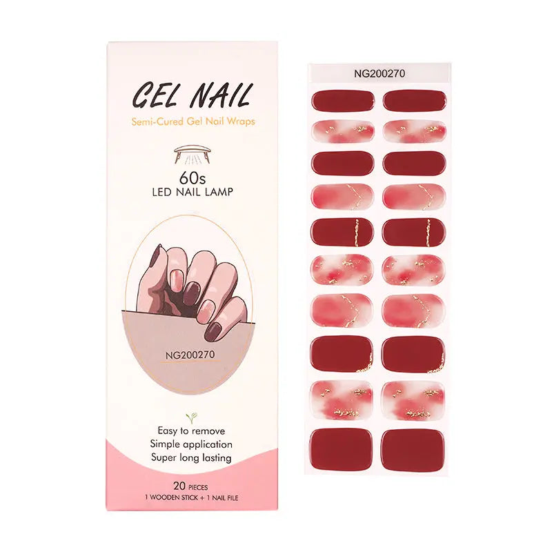 Custom Red Halo Gel Sticker Nails Wholesale  Best Gel Nail Strips- HUIZI HUIZI