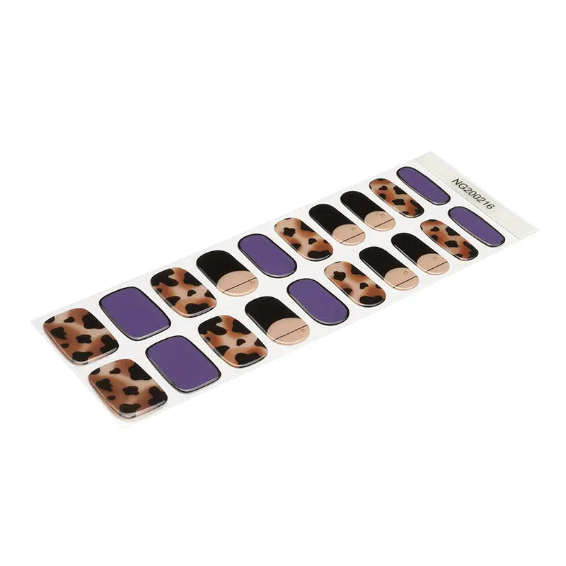 Custom Semi Cured Gel Nail Stickers Huizi Wholesale Leopard Purple Nails - Huizi HUIZI