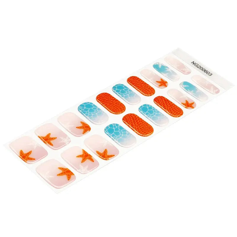 Custom Starfish & Ocean Gel Nail Stickers Designs Wholesale Summer Nail Wraps HUIZI