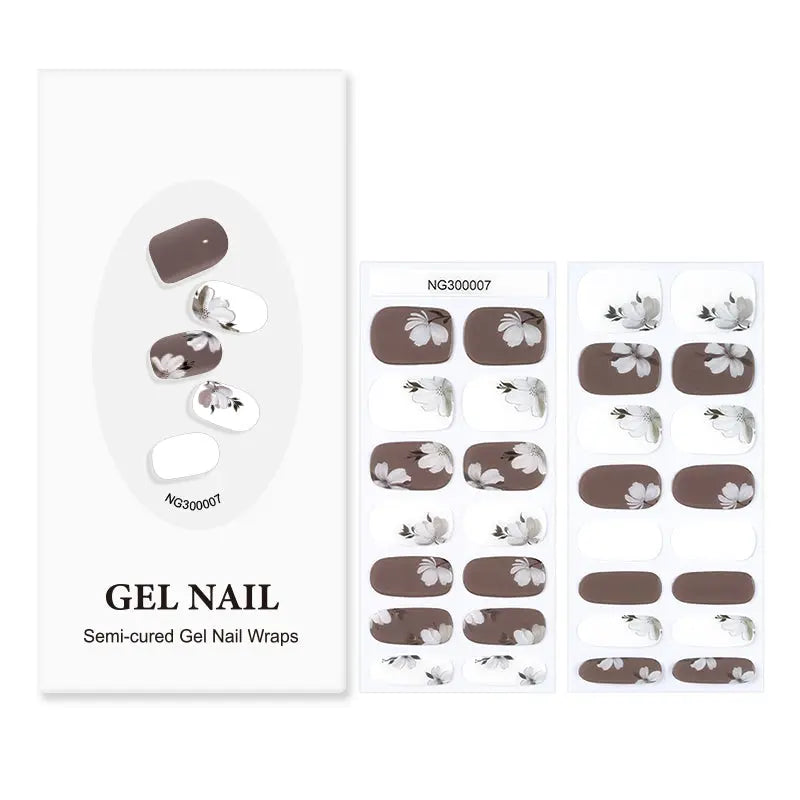 Custom & Private Label Gel Nail Wraps OEM Nail Strips White flower-HUIZI Nail Strip Manufacturer HUIZI