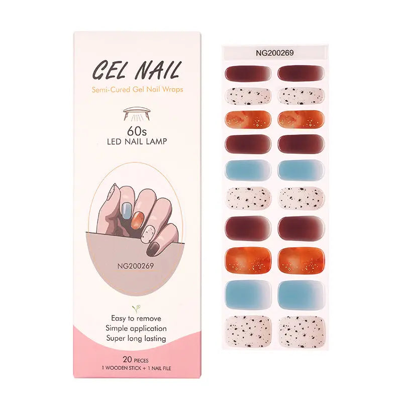 Custom & Private label Color Gradient Semi Cured Gel Nail Stickers - HUIZI HUIZI