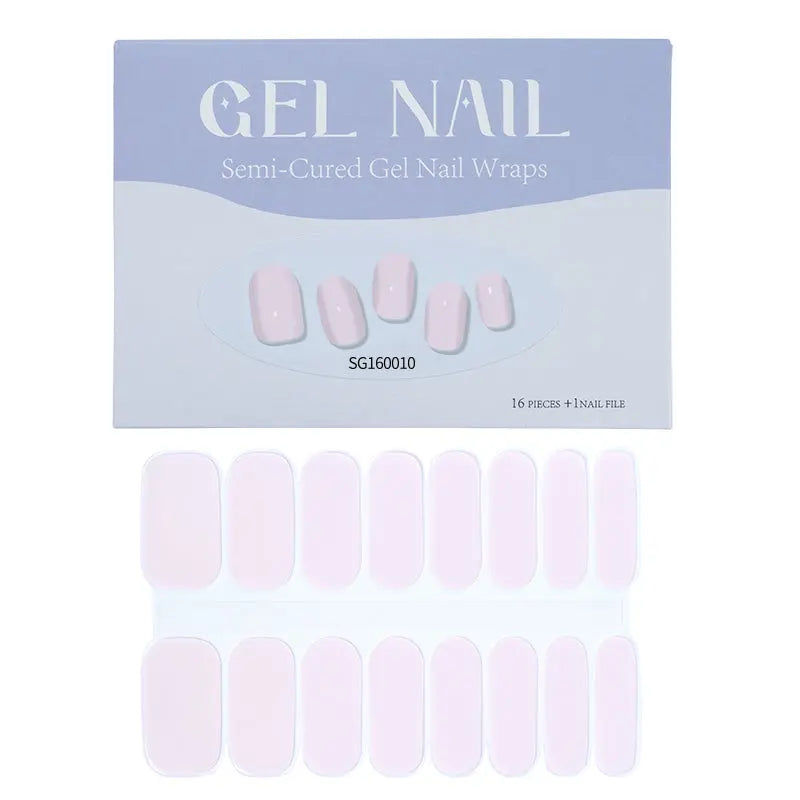 Custom semi cured gel nail  wraps  wholesale Light Pink Gel Nail strips - HUIZI HUIZI