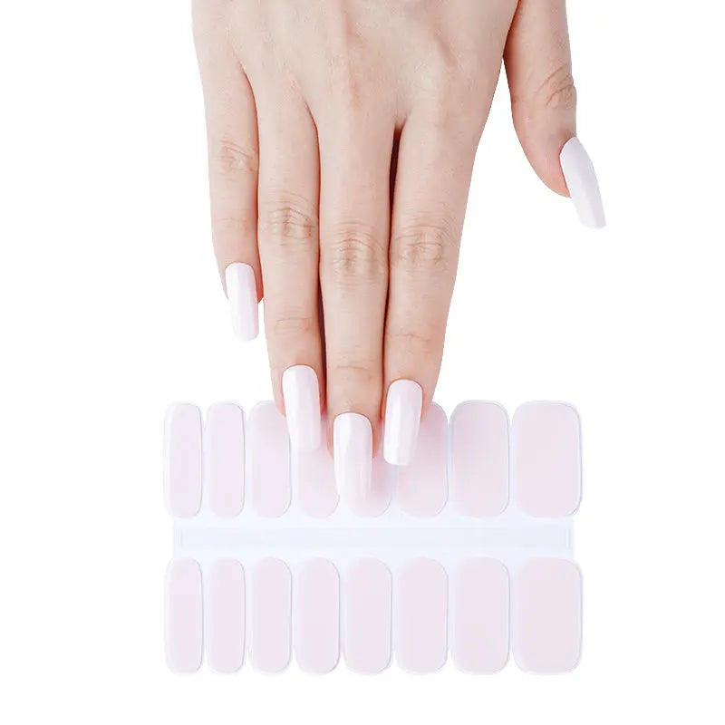Custom semi cured gel nail  wraps  wholesale Light Pink Gel Nail strips - HUIZI HUIZI